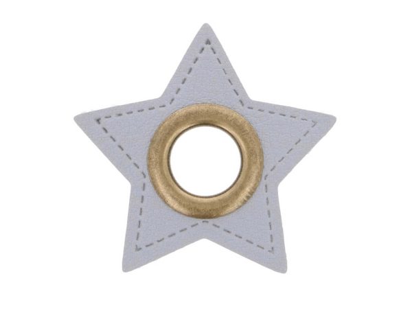 Ösen Patch Stern für Kordeln grau-bronze 8mm Lederimitat Im Angebot