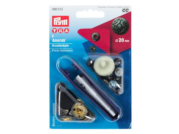 Prym 390513 Nähfrei Druckknöpfe Anorak Design Fusion silber matt 20mm - 6 Stück Schn?ppchen