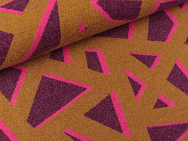 Jacquard Jersey Crisscross ocker-pink-bordeaux meliert by Thorsten Berger Online-Verkauf