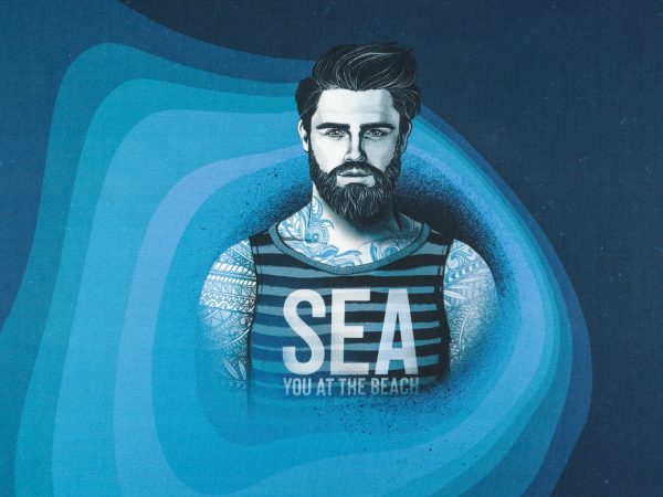 Baumwolljersey California Breeze Beachboy deep blue-türkis Thorsten Berger Panel 84cm Jetzt online