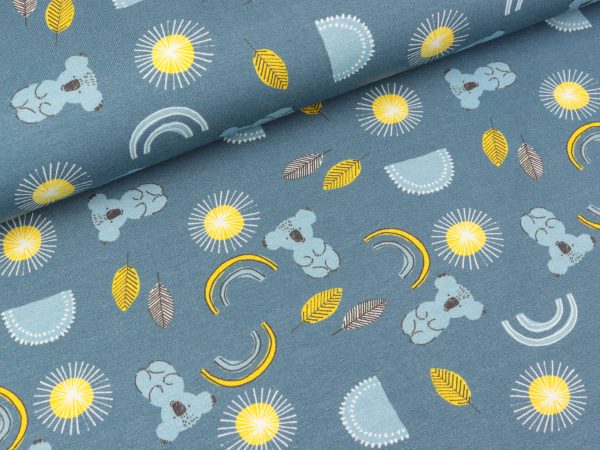 Baumwolljersey Little King Kleine Koalas auf Rauchblau Schn?ppchen